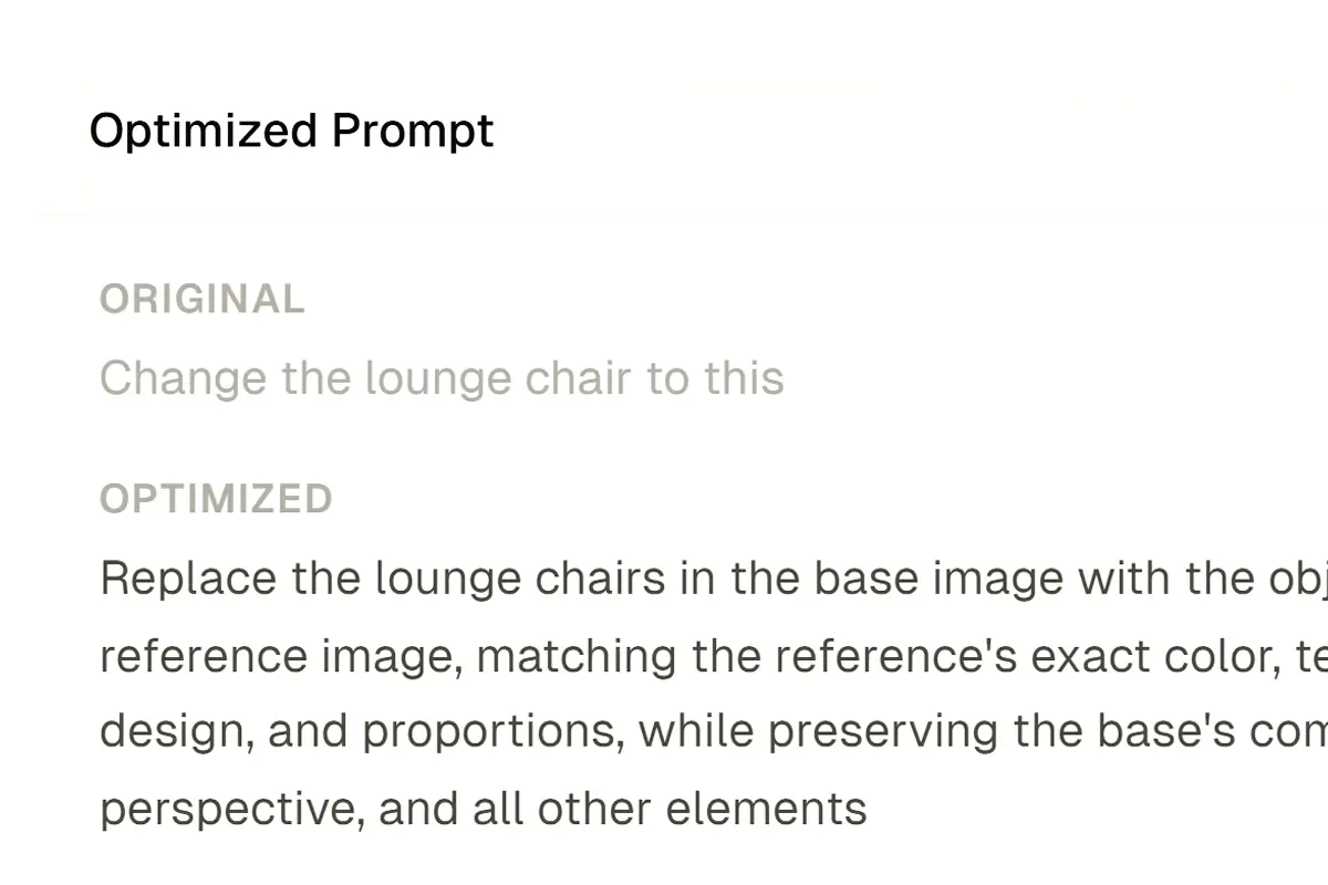 Smart prompt optimizer interface for better AI rendering results