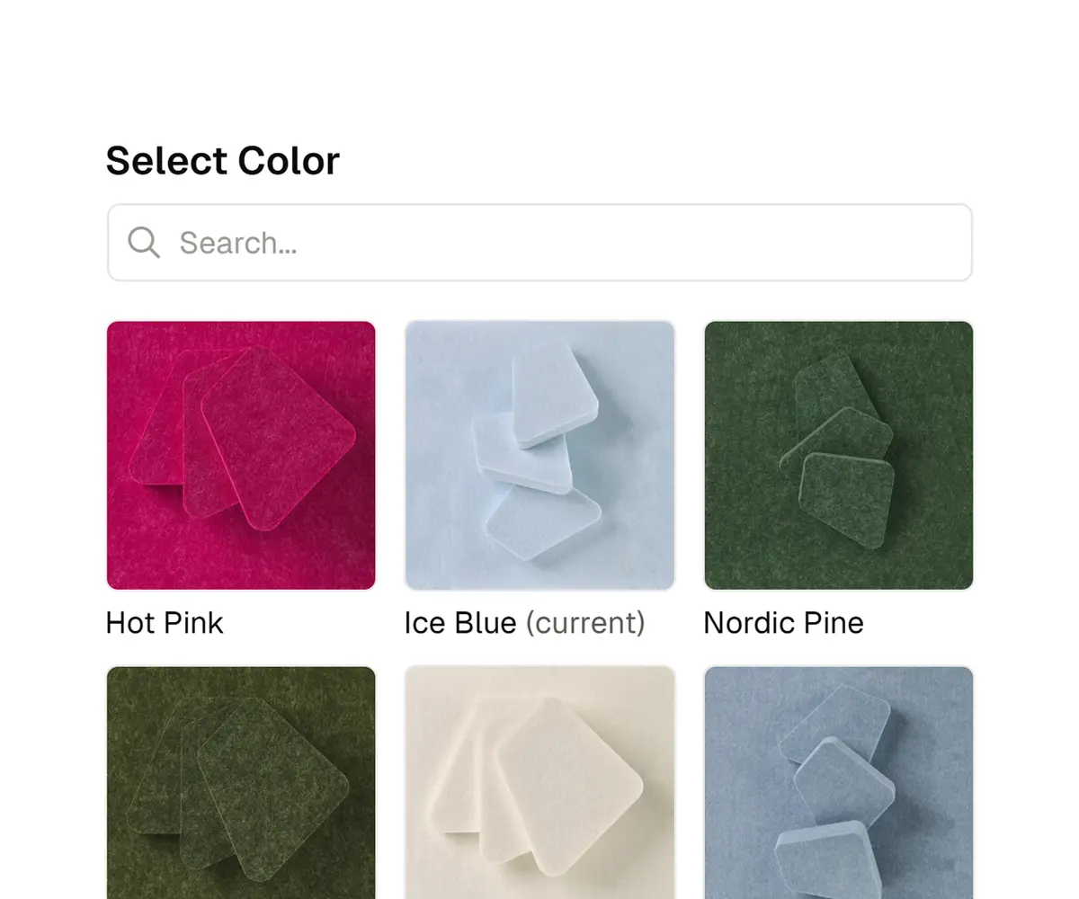 Selecting product SKU variations in the material library