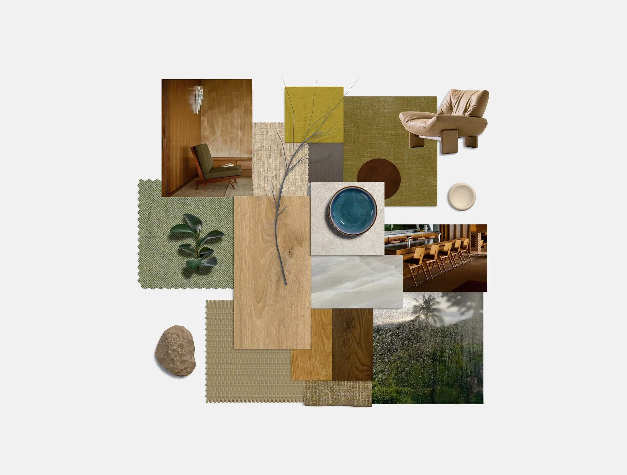 3D Material Board: Earthy Retreat - Rustic, Bohemian, Craftsman, French Country style