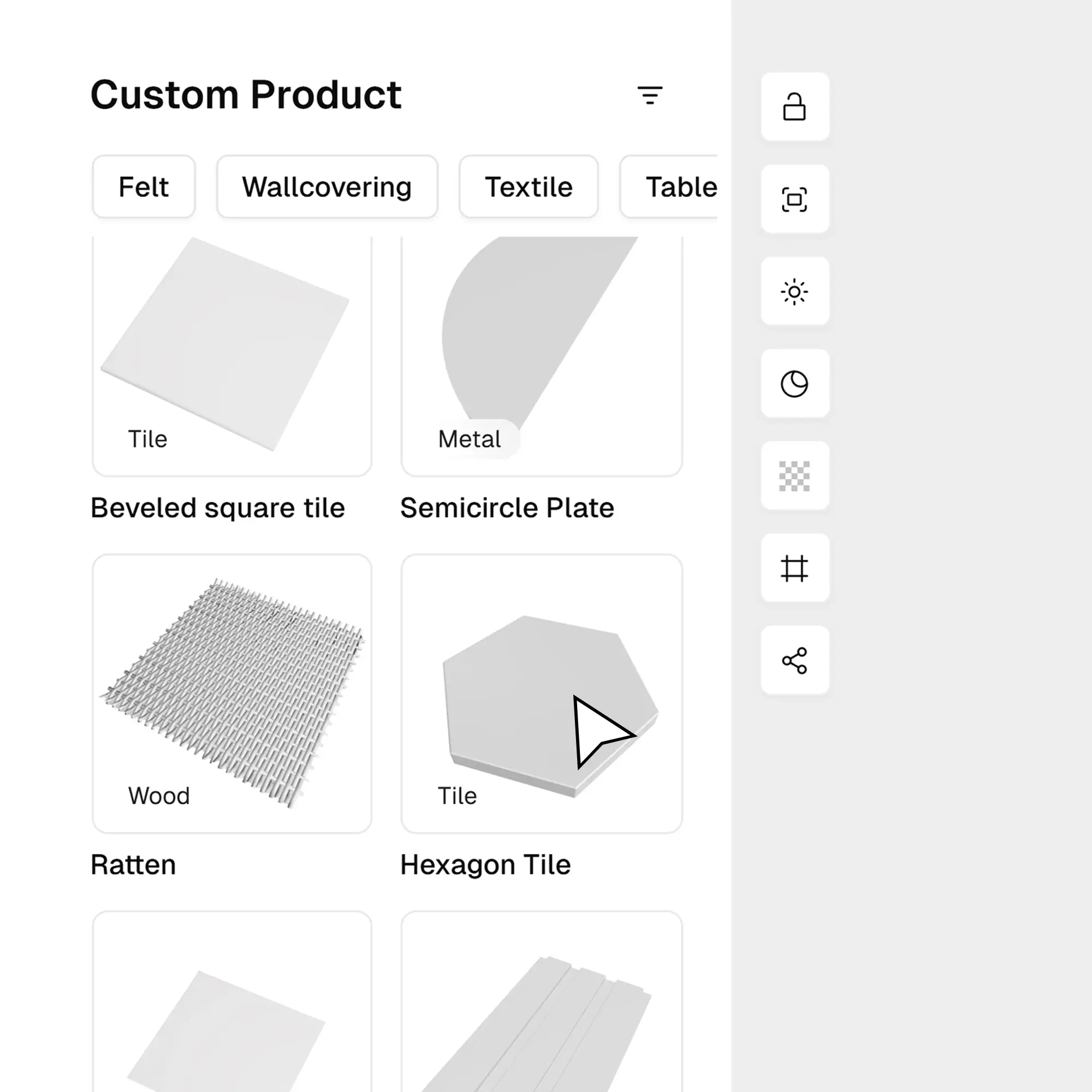 Selecting a 3D furniture template from the model library